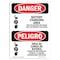 Signmission OSHA Danger Sign, 14" Height, Battery Charging Area Risks Bilingual Spanish, DS-D-1014-VS-1840 OS-DS-D-1014-VS-1840 - alternate 1